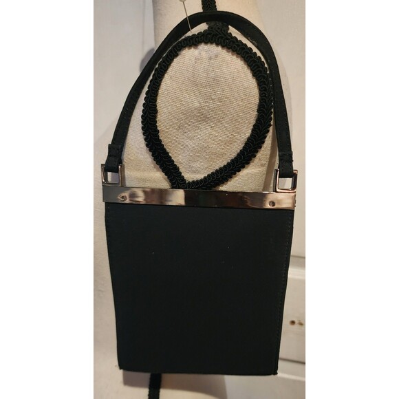 Elegant NINE WEST Small Black Evening Bag Satiny Purse VGUC - Picture 3 of 6